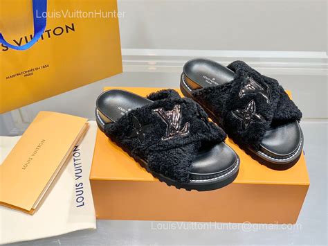 louis vuitton flat mule sandals|louis vuitton shearling slippers.